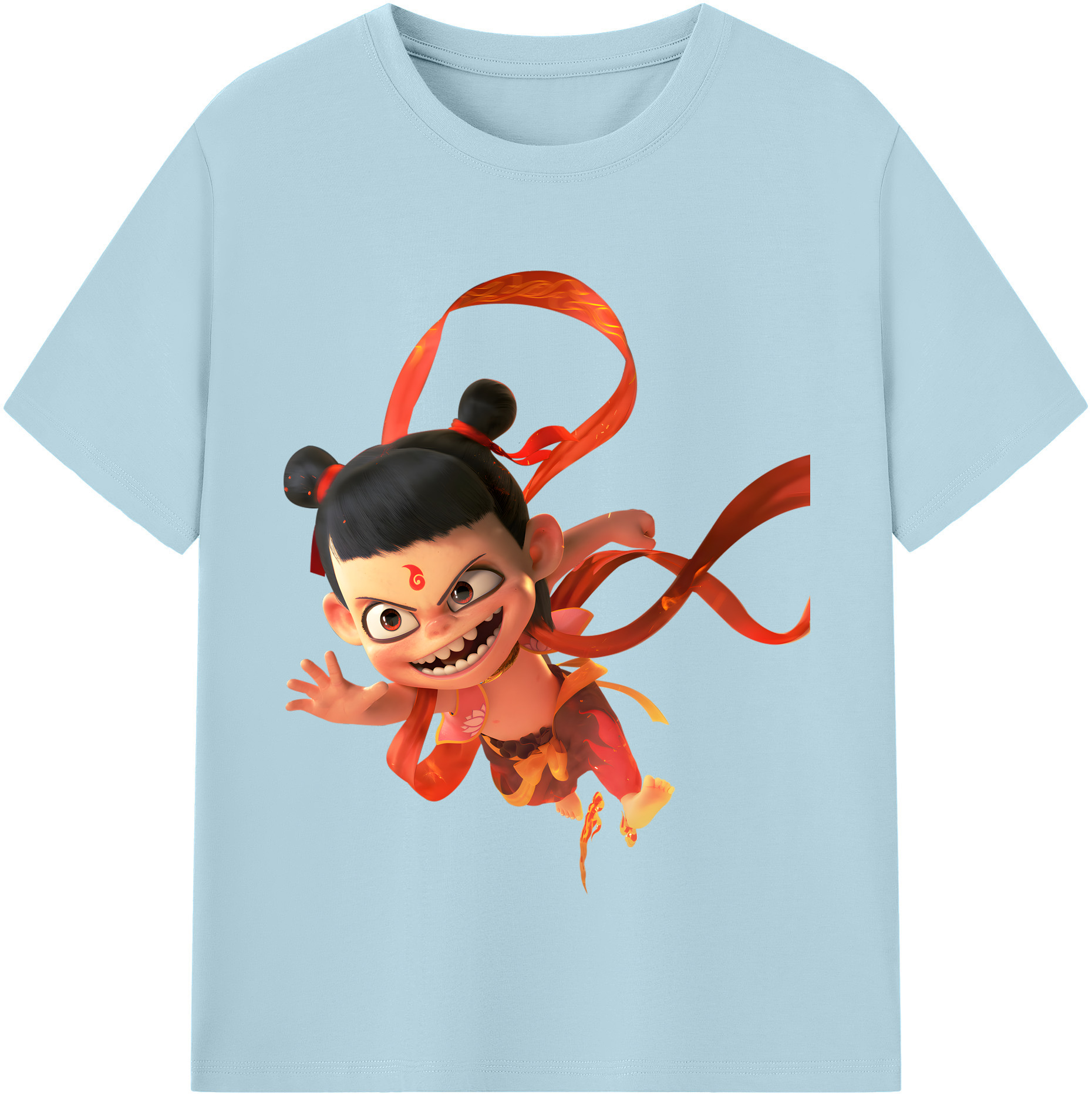 （画像用） Ne Zha 2 ナタ 魔童の大暴れ 綿100％半袖Tシャツ（フロントプリント）